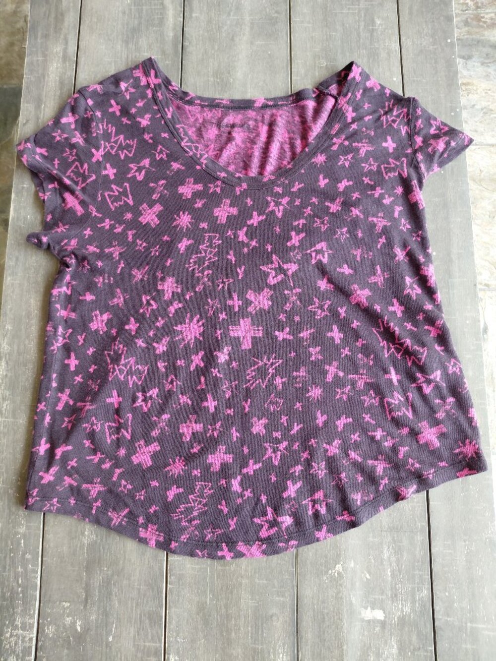 Madigan and Voltaire top pink black m nwot